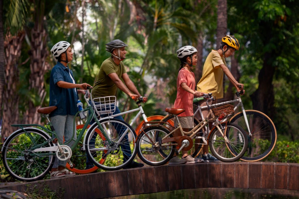 Group of cyclists riding together in Islamabad